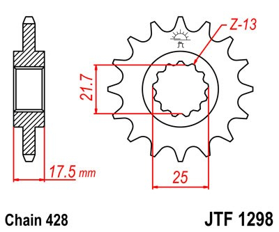 Pinion fata JT JTF 1298-17 17T, 428 [1]