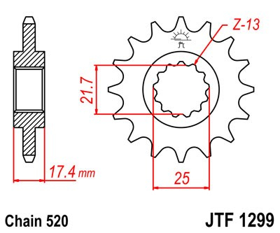 Pinion fata JT JTF 1299-14 14T, 520 [1]