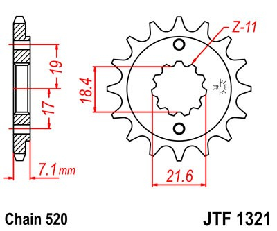 Pinion fata JT 14T, 520 [1]