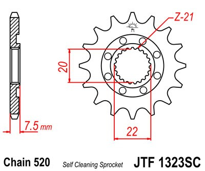 Pinion fata JT JTF 1323-14SC 14T, 520 Self Cleaning Lightweight [1]