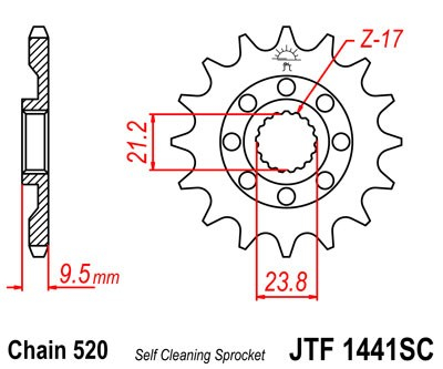 Pinion fata JT JTF 1441-13SC 13T, 520 Self Cleaning Lightweight [1]