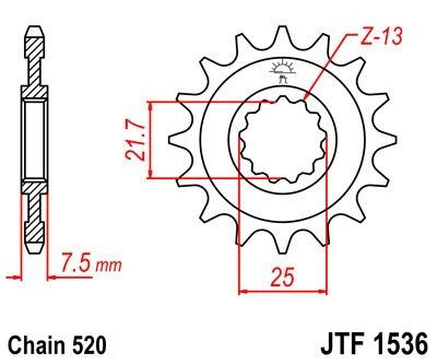 Pinion fata JT JTF 1536-14 14T, 520 [1]