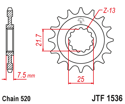 Pinion fata JT JTF 1536-15 15T, 520 [1]