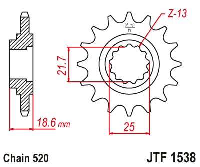 Pinion fata JT JTF 1538-15 15T, 520 [1]