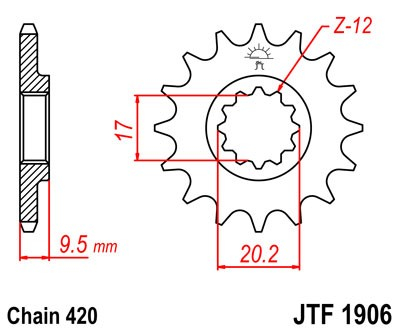 Pinion fata JT 13T, 420 [1]