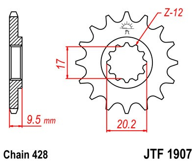 Pinion fata JT JTF 1907-14 14T, 428 [1]