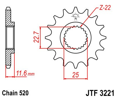 Pinion fata JT JTF 3221-13 13T, 520 [1]