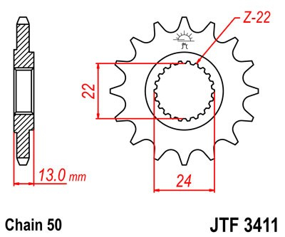 Pinion fata JT JTF 3411-16 16T, 530 [1]