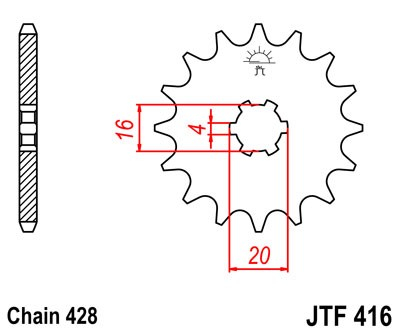 Pinion fata JT JTF 416-13 13T, 428 [1]