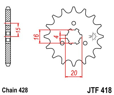 Pinion fata JT JTF 418-15 15T, 428 [1]