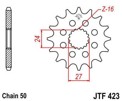 Pinion fata JT JTF 423-18RB 18T, 530 rubber cushioned [1]