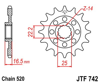 Pinion fata JT JTF 742-15 15T, 520 [1]