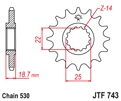 Pinion fata JT JTF 743-15 15T, 530 [1]