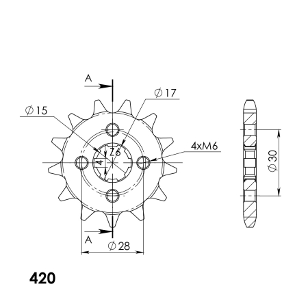 Pinion fata SUPERSPROX 13T, 420 [1]