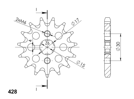 Pinion fata SUPERSPROX 13T, 428 [1]