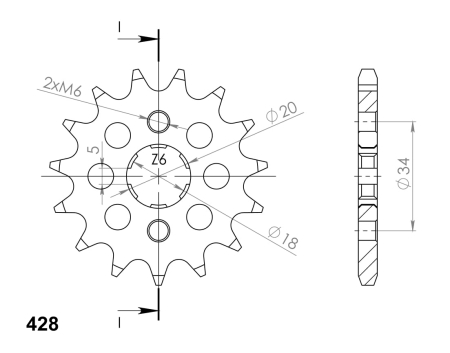 Pinion fata SUPERSPROX 13T, 428 [1]