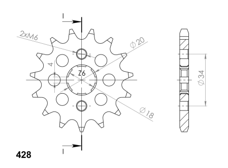Pinion fata SUPERSPROX 13T, 428 [1]