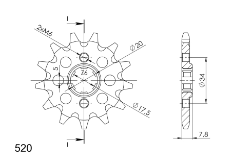 Pinion fata SUPERSPROX 13T, 520 [1]