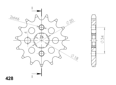 Pinion fata SUPERSPROX 14T, 428 [1]