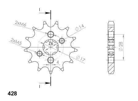Pinion fata SUPERSPROX 14T, 428 [1]