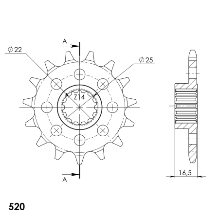 Pinion fata SUPERSPROX 14T, 520 [1]