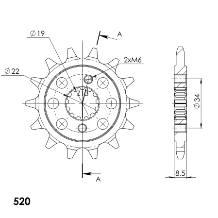Pinion fata SUPERSPROX 14T, 520 [1]