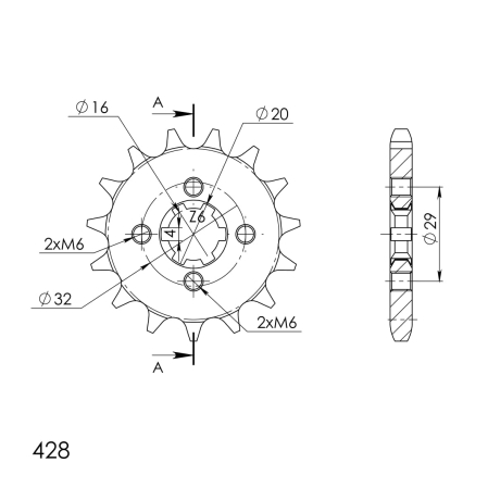 Pinion fata SUPERSPROX 15T, 428 [1]