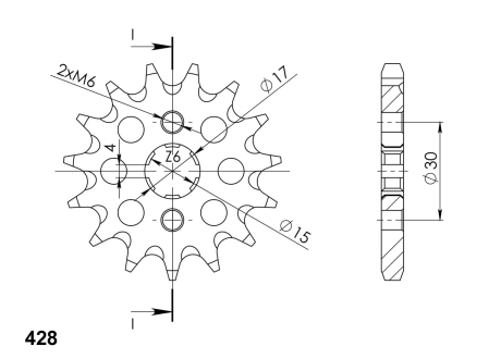 Pinion fata SUPERSPROX 15T, 428 [1]