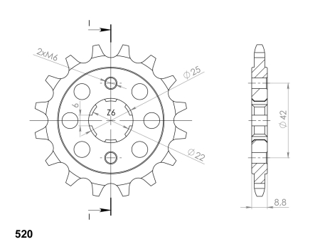Pinion fata SUPERSPROX 16T, 520 [1]