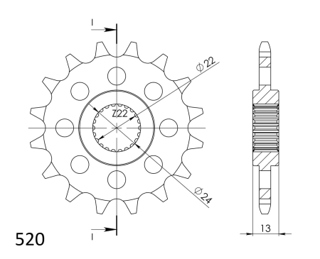 Pinion fata SUPERSPROX 16T, 520 [1]