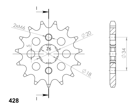 Pinion fata SUPERSPROX 17T, 428 [1]