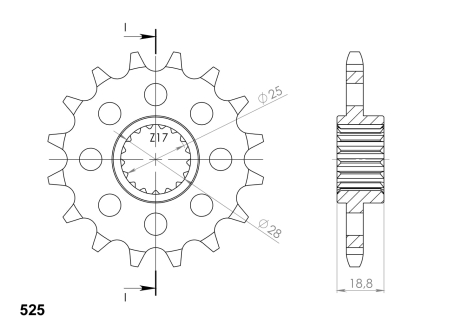 Pinion fata SUPERSPROX 17T, 525 [1]