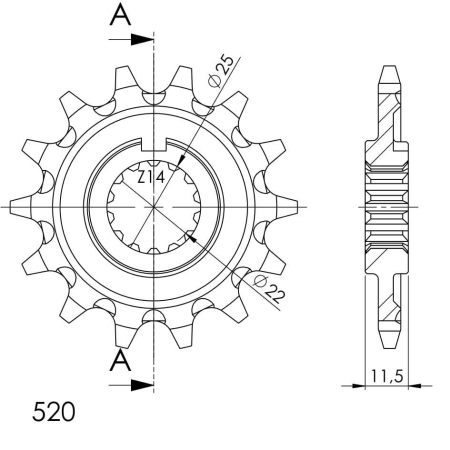 Pinion fata SUPERSPROX STEALTH 14T, 520 [1]