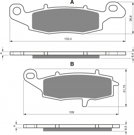 Placute frana - Placute de frana GOLDFREN S33 STREET FRONT