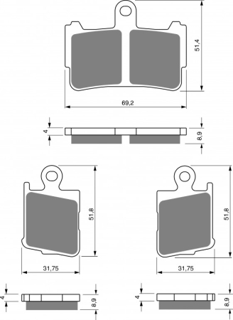 FRANA - Placute de frana GOLDFREN S3 (1 set = 2pcs small/large)