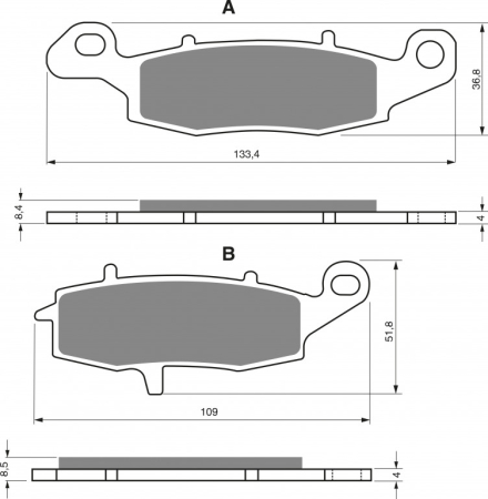Placute frana - Placute de frana GOLDFREN S33 STREET Spate