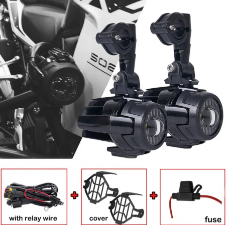 Proiectoare auxiliare moto cu suporți și kit cablaj [1]