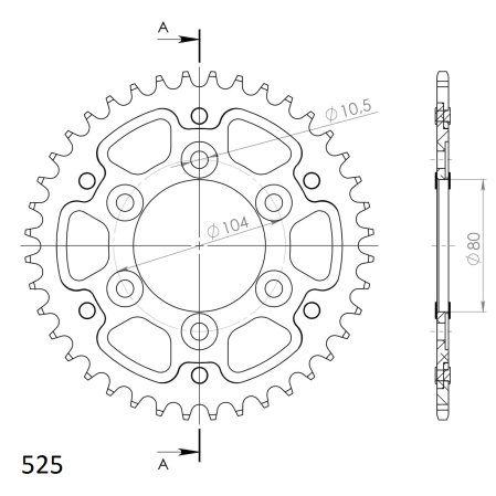 Rear sprocket SUPERSPROX STEALTH auriu 40T, 525 [1]