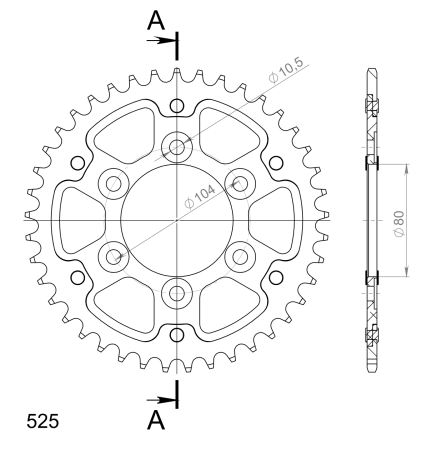 Rear sprocket SUPERSPROX STEALTH auriu 41T, 525 [1]