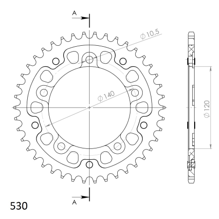 Rear sprocket SUPERSPROX STEALTH auriu 42T, 530 [1]
