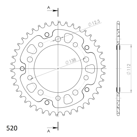 Rear sprocket SUPERSPROX STEALTH auriu 43T, 520 [1]