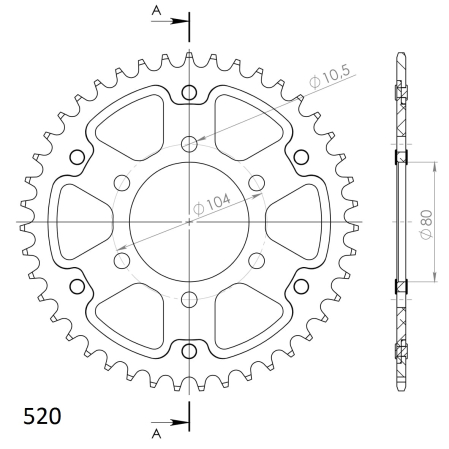 Rear sprocket SUPERSPROX STEALTH auriu 43T, 520 [1]