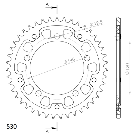 Rear sprocket SUPERSPROX STEALTH auriu 43T, 530 [1]