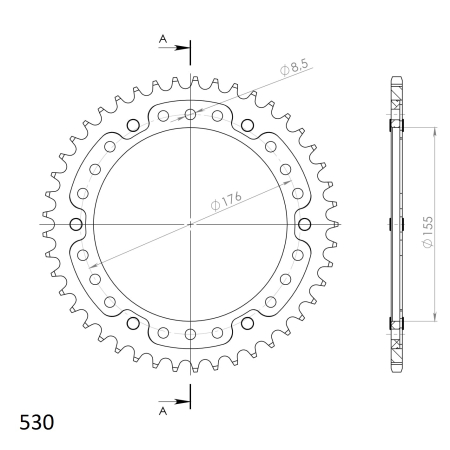 Rear sprocket SUPERSPROX STEALTH auriu 45T, 530 [1]