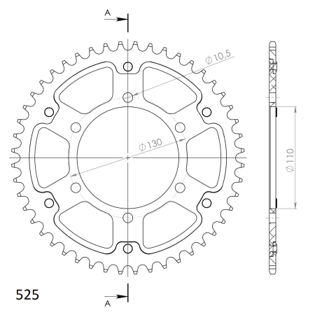 Rear sprocket SUPERSPROX STEALTH auriu 48T, 525 [1]
