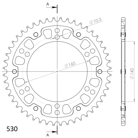 Rear sprocket SUPERSPROX STEALTH auriu 48T, 530 [1]