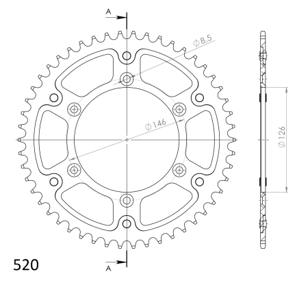 Rear sprocket SUPERSPROX STEALTH auriu 50T, 520 [1]