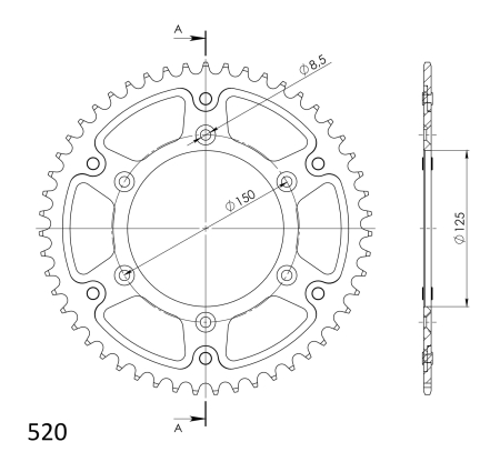 Rear sprocket SUPERSPROX STEALTH Negru 50T, 520 [1]