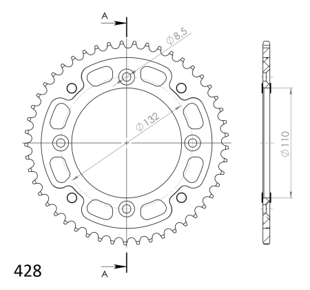 Rear sprocket SUPERSPROX STEALTH portocaliu 49T, 428 [1]
