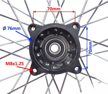 Roata completa spate, janta 1.85x14" moto cross 125cc, culoare negru [3]